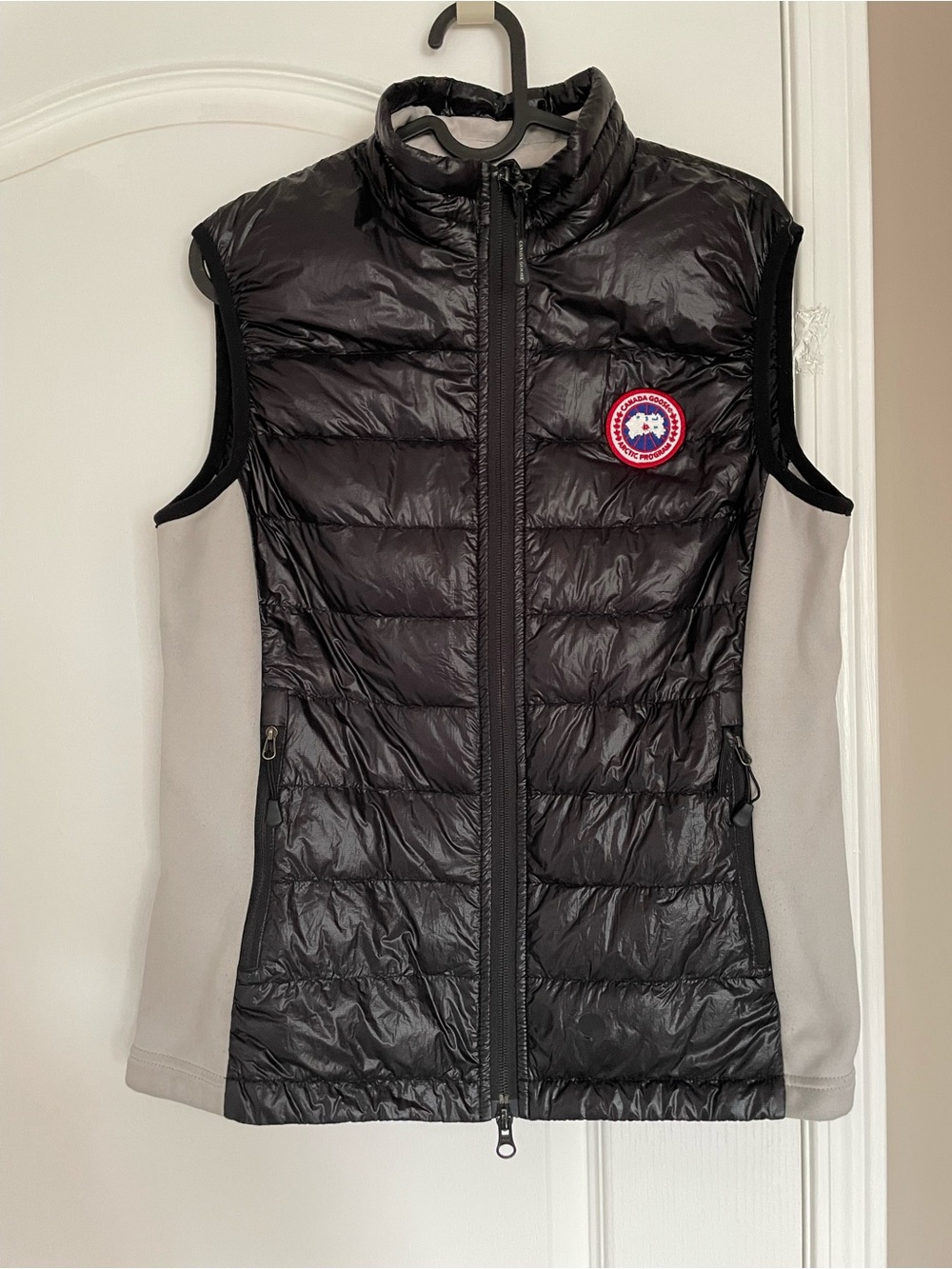 Canada Goose Women’s Black Quilted Down Vest with Light Gray Panels